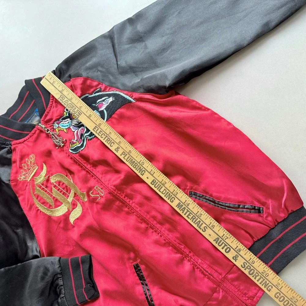 Christian Audigier Kids Y2K Panther Satin Bomber Jacket Boys 5/6 (Fits Like 8)